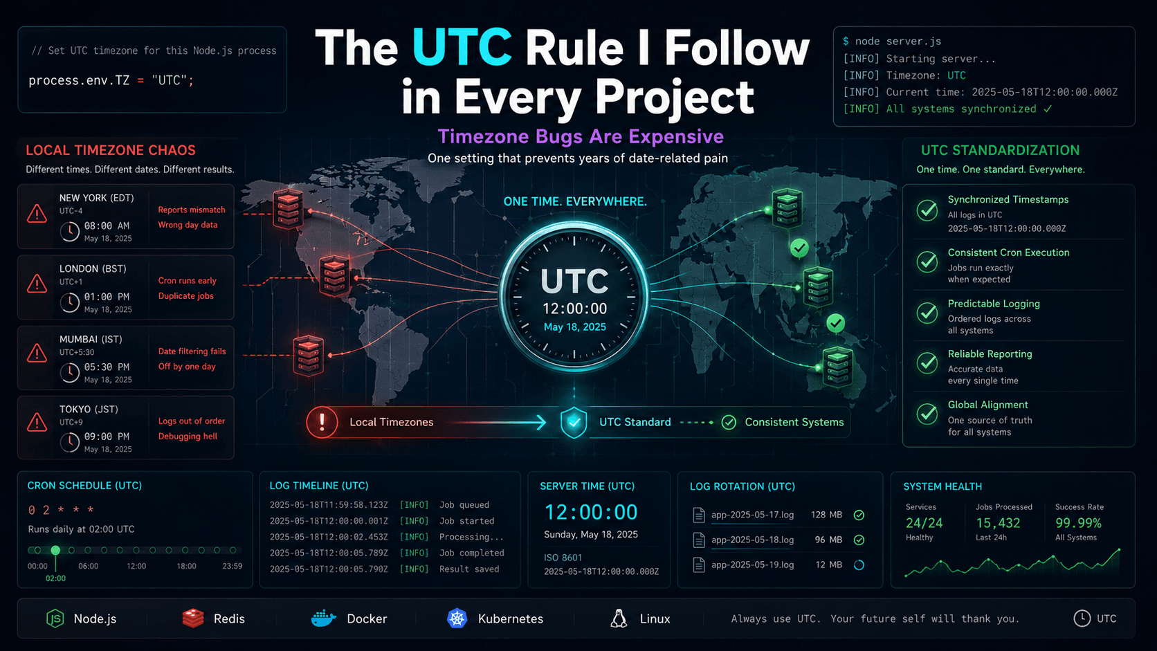 Why I Standardize Every Node.js Project on UTC Time